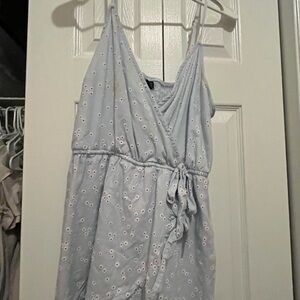 Wild Fable Light Blue romper with White Floral Pattern